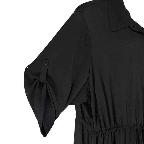 Torrid Womens 5X L Black Button-Up 3/4 Sleeve Maxi Dress Side Slits Whimsigoth - Picture 7 of 16
